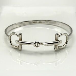 Vintage Snaffle Bit Equestrian Bangle Bracelet 900 Silver 7” 13.2g